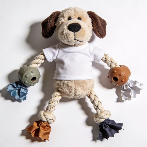Arlenta Gemini-ın cavabı:Ate-Bit Tug Dog Toy | Plush Tug Toy with T-Shirt Rope, 2 Squeakers & Crinkle | Retro Interactive Tug & Play Toy for Dogs